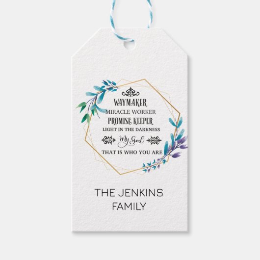 クリスチャンブルーフローラリース ギフトタグ (正面)