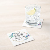 クリスチャンブルーフローラリース スクエアペーパーコースター (インサイチュ)