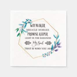 クリスチャンブルーフローラリース スタンダードカクテルナプキン