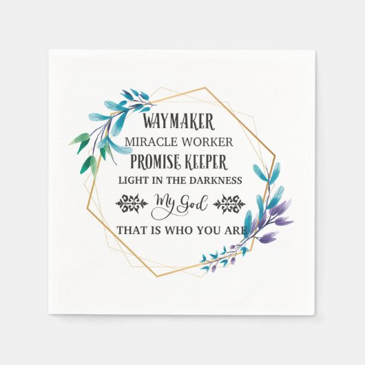 クリスチャンブルーフローラリース スタンダードカクテルナプキン (正面)