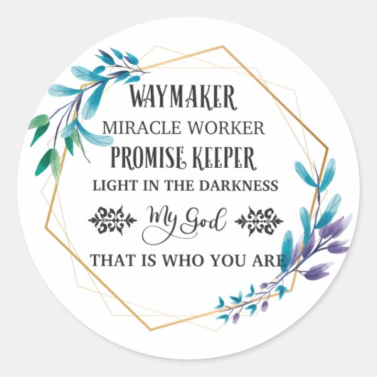 クリスチャンブルーフローラリース ラウンドシール (正面)