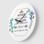 クリスチャンブルーフローラリース ラージ壁時計 (傾斜)