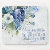 クリスチャンブルーマーブルフローラ大理石聖句 マウスパッド (正面)