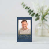 クリスチャンブルー金ゴールド写真葬式祈りの言葉カード 名刺 (スタンド正面)