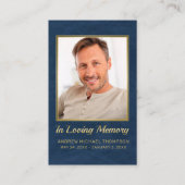 クリスチャンブルー金ゴールド写真葬式祈りの言葉カード 名刺 (正面)