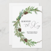クリスチャンベースの水彩エヴァグリーンクリスマスカード シーズンカード (正面/裏面)