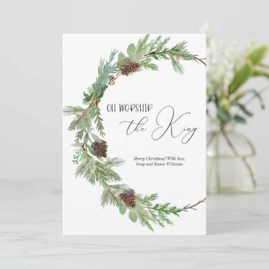 クリスチャンベースの水彩エヴァグリーンクリスマスカード シーズンカード (スタンド正面)