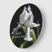 クリスチャンホワイトアイリススマイル!神よ愛し給え ラージ壁時計 (傾斜)