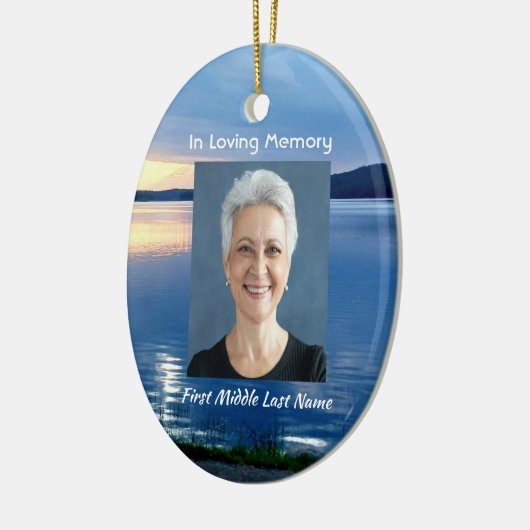 クリスチャンメモリアルフォトレイクサンライズ自然 セラミックオーナメント (左)