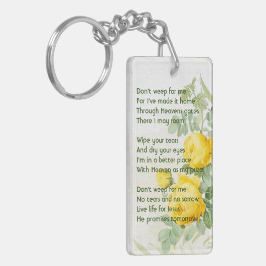 クリスチャンメモリーフォトイエローローズガーデンフラワー キーホルダー (正面左)