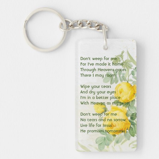 クリスチャンメモリーフォトイエローローズガーデンフラワー キーホルダー (正面)