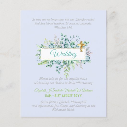 クリスチャンモダンカトリック結婚式招待状 (正面)