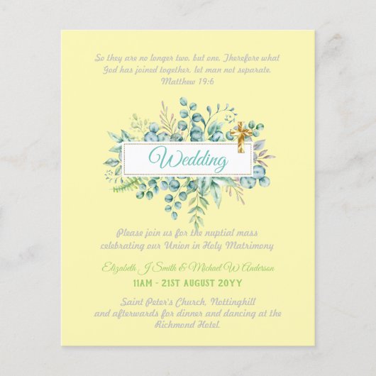 クリスチャンモダンカトリック結婚式招待状 (正面)