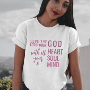 クリスチャンモダンピンクの台本の聖句 Tシャツ