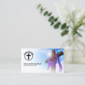 クリスチャンモダン牧師クロスCloudscape QRコード 名刺 (スタンド正面)