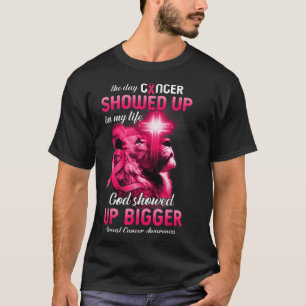 クリスチャンライオンクロスピンクリボン乳癌Awa Tシャツ