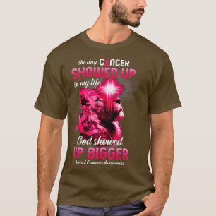クリスチャンライオンクロスピンクリボン乳癌Awa Tシャツ
