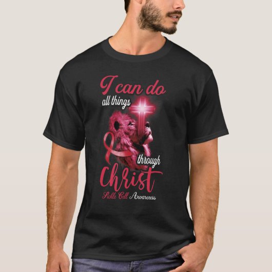 クリスチャンライオンクロス宗教ことわざ鎌形細胞 Tシャツ (正面)