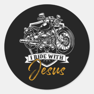クリスチャンライディングオートバイバイクもしくは自転車に乗る人ライディングイエズス信仰 ラウンドシール