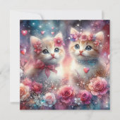 クリスチャンラブピンクハート子猫バレンタイン シーズンカード (正面)