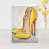 クリスチャンルブティンイエローレッドボトムハイヒール カード (黄色い花)