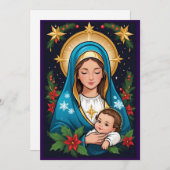 クリスチャンローマカトリックヴァージンメリークリスマス シーズンカード (正面/裏面)