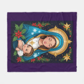 クリスチャンローマカトリックヴァージンメリークリスマス フリースブランケット (正面(横))