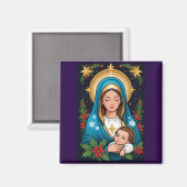 クリスチャンローマカトリックヴァージンメリークリスマス マグネット (正面/裏面)