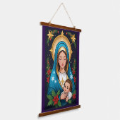 クリスチャンローマカトリックヴァージンメリークリスマス 吊り下げ型タペストリー (傾斜あり)