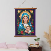 クリスチャンローマカトリックヴァージンメリークリスマス 吊り下げ型タペストリー (寝室)