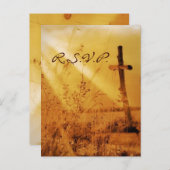 クリスチャンヴィンテージカントリー交差結婚式RSVP インビテーションポストカード (正面/裏面)