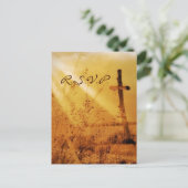 クリスチャンヴィンテージカントリー交差結婚式RSVP インビテーションポストカード (スタンド正面)