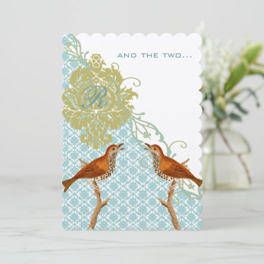 クリスチャンヴィンテージバードダマスクウェディング招待状 招待状 (スタンド正面)