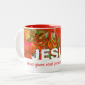 クリスチャン与えス実在平和カスタム赤 ツートーンマグカップ (正面左)