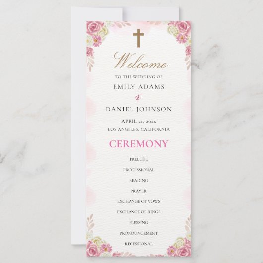 クリスチャン伝統的カトリック結婚式 プログラム (正面)