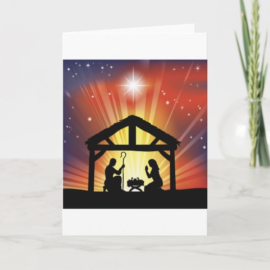 クリスチャン伝統的クリスマス出生シーン シーズンカード (正面)