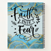 クリスチャン信仰モダン引用文エレガントブルーアゲート ノートブック (裏面)