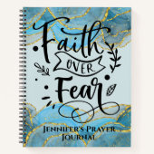 クリスチャン信仰モダン引用文エレガントブルーアゲート ノートブック (正面)