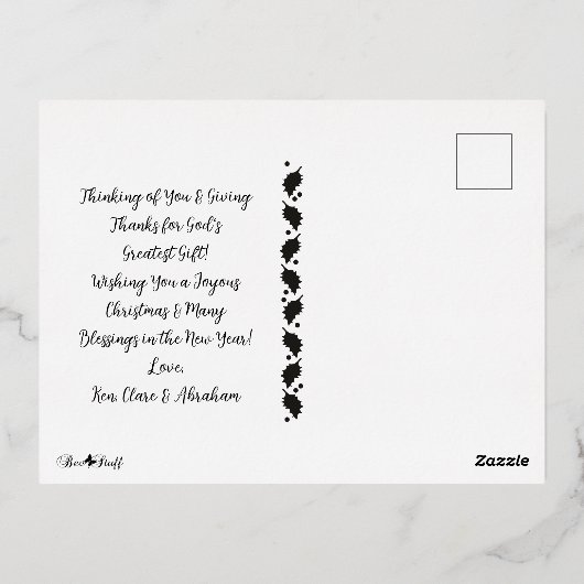 クリスチャン信仰希望ラブ聖なる書物、 経典3写真 箔シーズンポストカード (裏面)