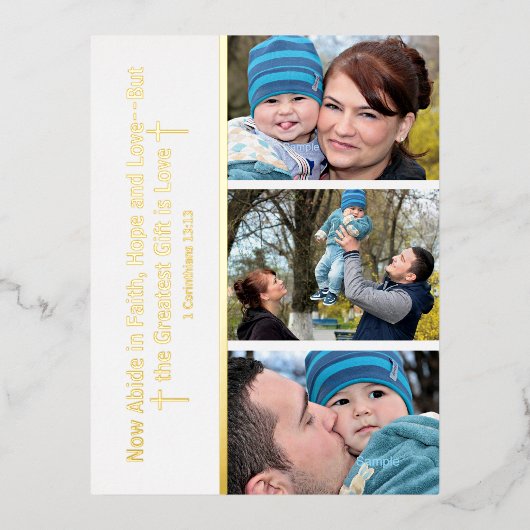 クリスチャン信仰希望ラブ聖なる書物、 経典3写真 箔シーズンポストカード (正面)