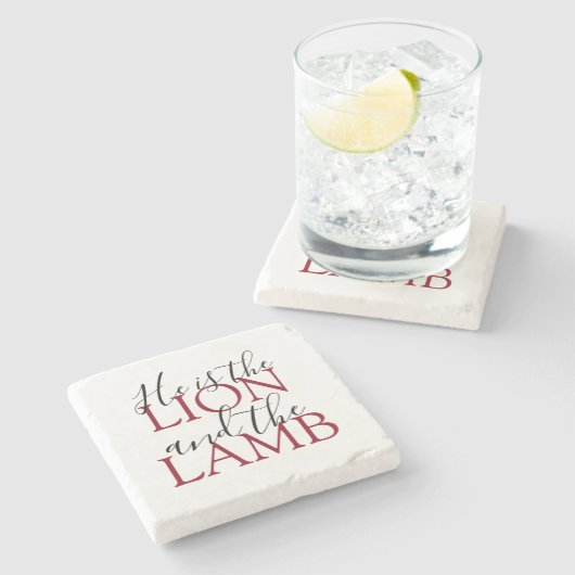 クリスチャン信仰彼はライオンと子羊である ストーンコースター (横)