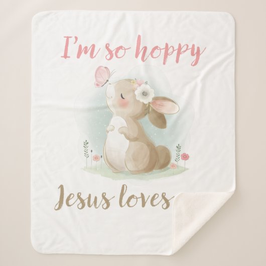 クリスチャン信心女の子イエス様が私を愛してる シェルパブランケット (正面)
