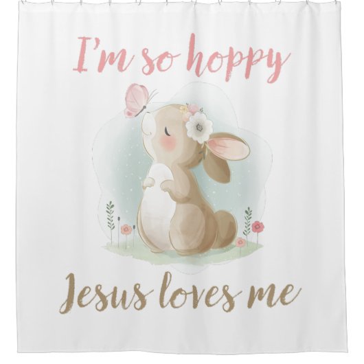 クリスチャン信心女の子イエス様が私を愛してる シャワーカーテン (正面)