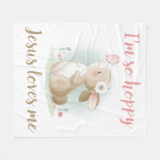 クリスチャン信心女の子イエス様が私を愛してる フリースブランケット (正面(横))