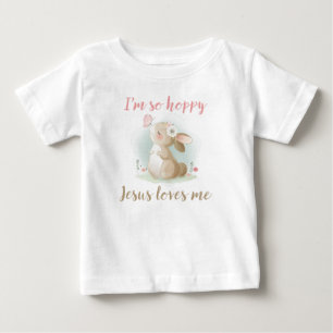 クリスチャン信心女の子イエス様が私を愛してる ベビーTシャツ