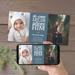 クリスチャン写真クリスマス – パステルブルーのドット シーズンカード