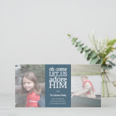 クリスチャン写真クリスマス – パステルブルーのドット シーズンカード (スタンド正面)