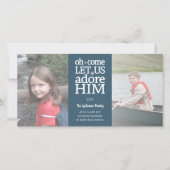 クリスチャン写真クリスマス – パステルブルーのドット シーズンカード (正面)