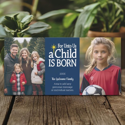 クリスチャン写真 – クリスマスブルーのドット シーズンカード