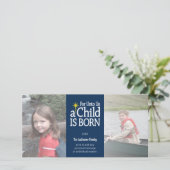 クリスチャン写真 – クリスマスブルーのドット シーズンカード (スタンド正面)